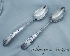Pair of Irish Sterling Bright-Cut Tablespoons, John Power, Dublin, 1794/95