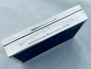 English Sterling Singapore Racing Cigarette Box, Adie Brothers, Birmingham, 1955