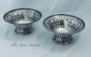 Pair of English Sterling Silver Bon Bon Dishes, Walker & Hall, Sheffield, 1908