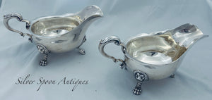 Great Pair of Georgian Style Sterling Gravy Boats, D & J Wellby Ltd, London, 1911