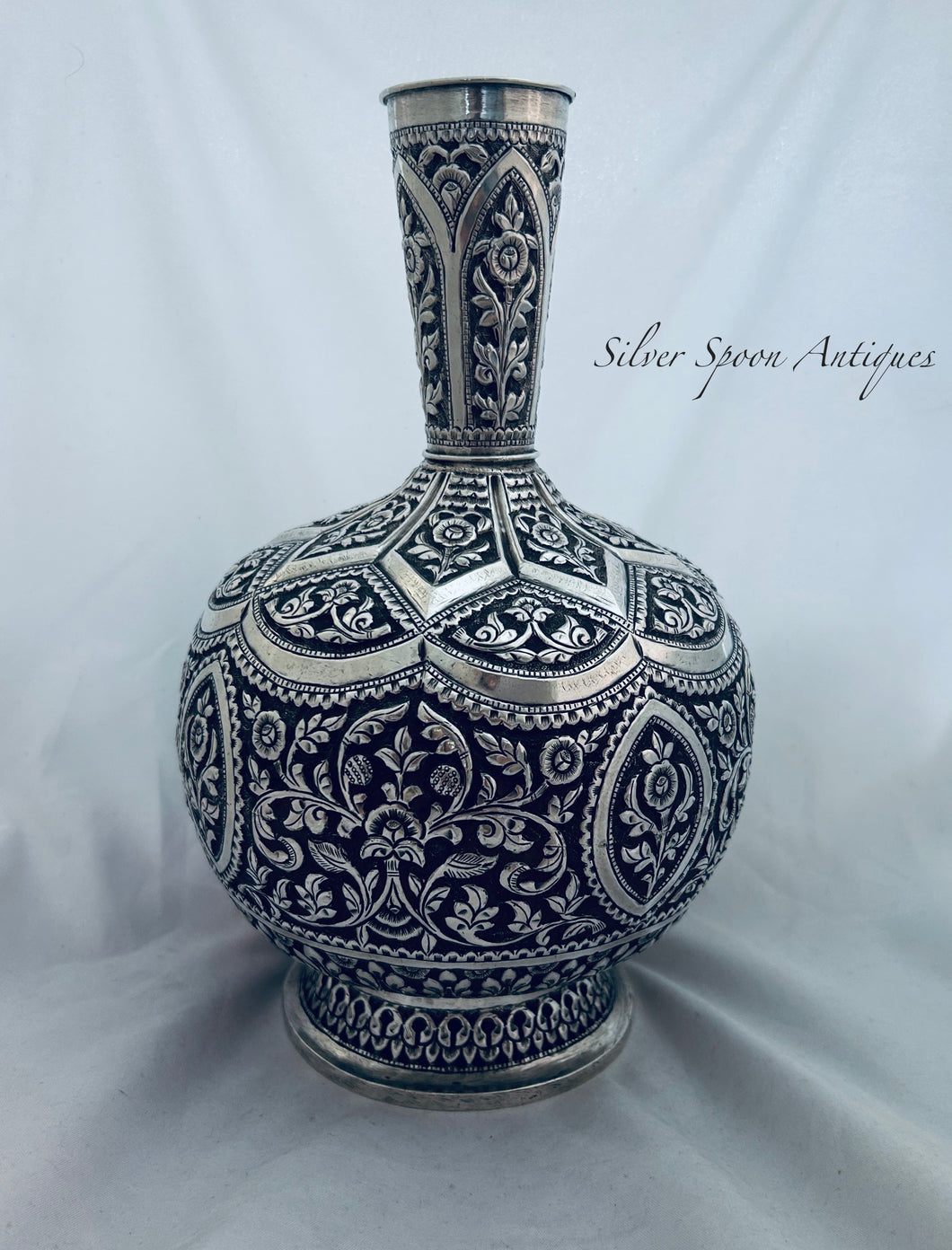 Impressive Indian Silver Vase, Cutch, c.1900