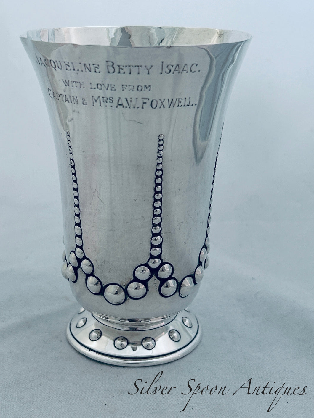 Victorian English Sterling Beaker, Elkington & Co, Birmingham, 1885
