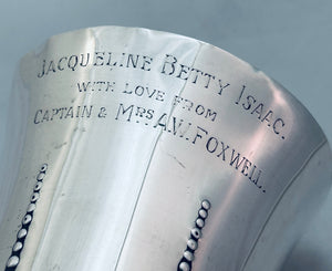 Victorian English Sterling Beaker, Elkington & Co, Birmingham, 1885