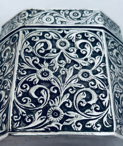 Indian silver tea caddy, Cutch, c.1900