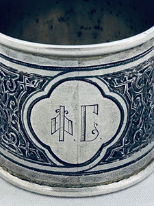 Russian Niello and Silver Serviette Ring, 1875
