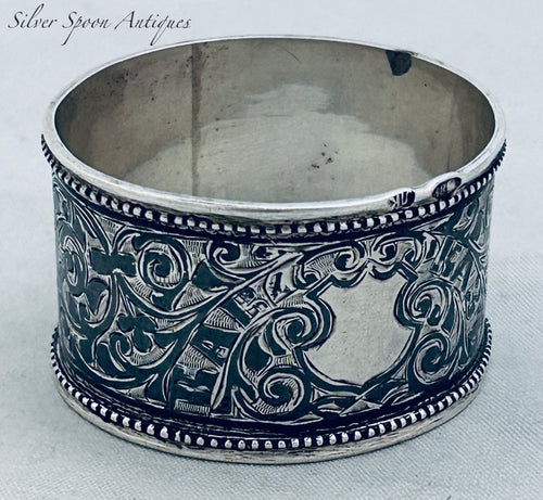 Russian silver and niello serviette ring, c.1908-1918