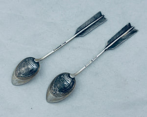 Rare pair of Russian silver and niello teaspoons, 1800s