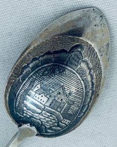 Rare pair of Russian silver and niello teaspoons, 1800s