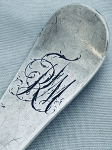 Early pair of sterling English Provincial Tablespoons, Edward Sawyer, Birmingham, 1776