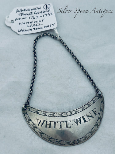Large Scottish Provincial Wine Label, James Gordon, Aberdeen, 1763-1795