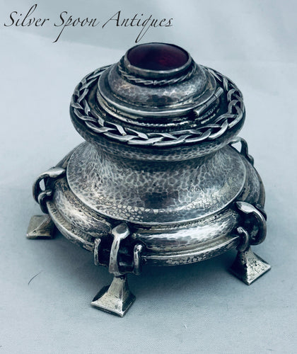 Arts and Crafts Lidded Pot/Ink Well, Ramsden and Carr, London, 1899