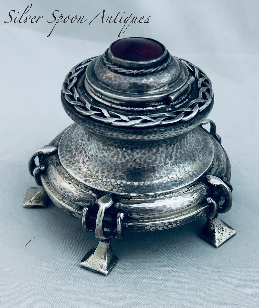 Arts and Crafts Lidded Pot/Ink Well, Ramsden and Carr, London, 1899