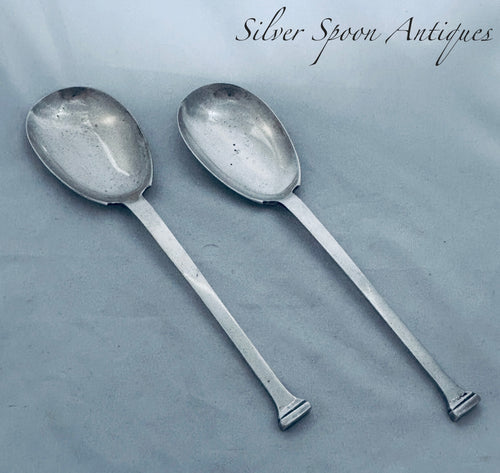Pair of Art Deco English Sterling Serving Spoons, James Dixon & Sons, Sheffield, 1921