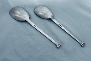 Pair of Art Deco English Sterling Serving Spoons, James Dixon & Sons, Sheffield, 1921