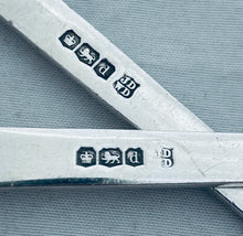 Load image into Gallery viewer, Pair of Art Deco English Sterling Serving Spoons, James Dixon &amp; Sons, Sheffield, 1921