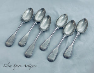 Set of six Fiddle and Thread Tablespoons, William Sumner, London, 1830