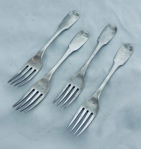 Set of four English silver Table Forks, Eley, London, 1811