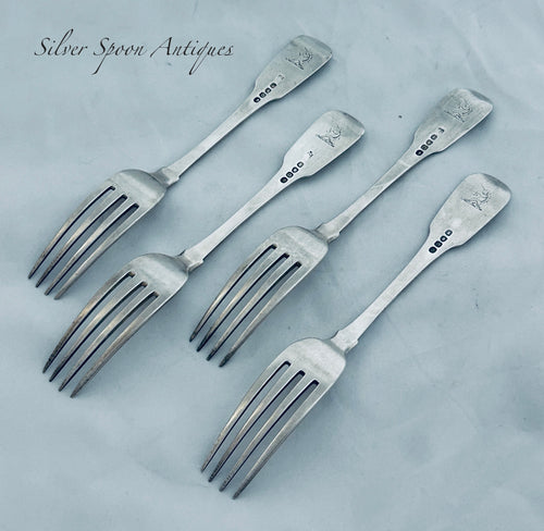 Set of four English silver Table Forks, Eley, London, 1811