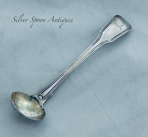 English Fiddle and Thread long stemmed salt spoon, Thomas Barker, London, 1819