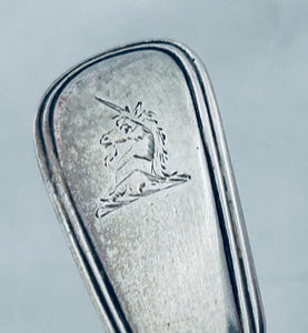 English Fiddle and Thread long stemmed salt spoon, Thomas Barker, London, 1819