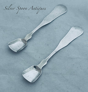 Pair of American coin silver salt shovels, A.G.Reed & Co, Nashua NH, 1843-1849