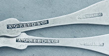 Load image into Gallery viewer, Pair of American coin silver salt shovels, A.G.Reed &amp; Co, Nashua NH, 1843-1849