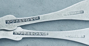 Pair of American coin silver salt shovels, A.G.Reed & Co, Nashua NH, 1843-1849