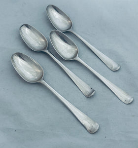 Set of four Irish Sterling Dessert Spoons, Joseph Teafe, Dublin, 1740s