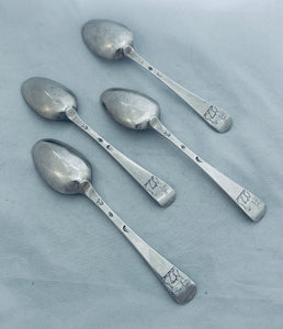 Set of four Irish Sterling Dessert Spoons, Joseph Teafe, Dublin, 1740s