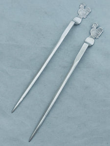 Pair of Victorian English Sterling Poultry Skewers, Williams & Co, London, 1889