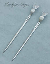Load image into Gallery viewer, Pair of Victorian English Sterling Poultry Skewers, Williams &amp; Co, London, 1889