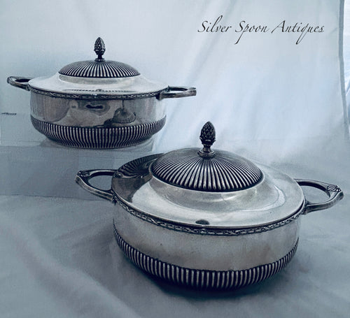 Pair of solid silver European lidded tureens, Wilhelm Binder, Germany, c.1900