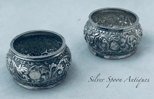 Pair of Indian colonial silver serviette rings, Cutch