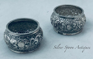 Pair of Indian colonial silver serviette rings, Cutch