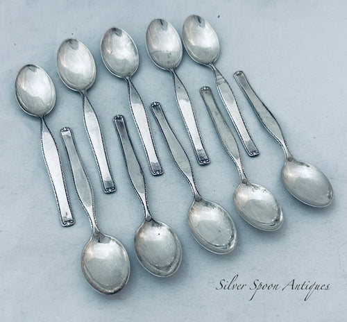 Set of ten Italian 800 silver teaspoons, Greggio Rino, Selvazzano Dentro