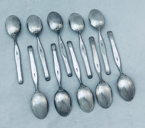 Set of ten Italian 800 silver teaspoons, Greggio Rino, Selvazzano Dentro