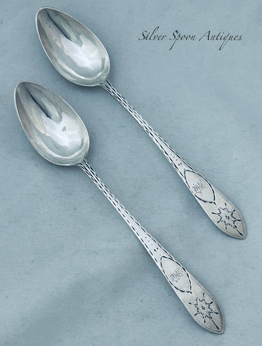 Pair of Irish Provincial Teaspoons, IW, c.1780-1800
