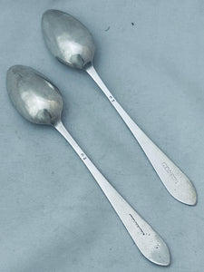 Pair of Irish Provincial Teaspoons, IW, c.1780-1800