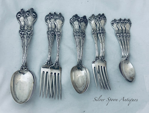 Sweet American Sterling setting for 3, 'Majestic' pattern, Alvin, c.1900