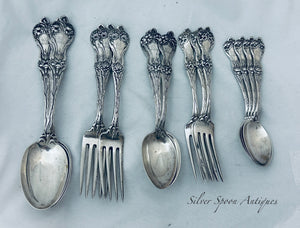 Sweet American Sterling setting for 3, 'Majestic' pattern, Alvin, c.1900
