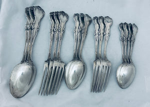 Sweet American Sterling setting for 3, 'Majestic' pattern, Alvin, c.1900