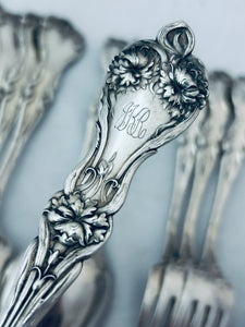Sweet American Sterling setting for 3, 'Majestic' pattern, Alvin, c.1900
