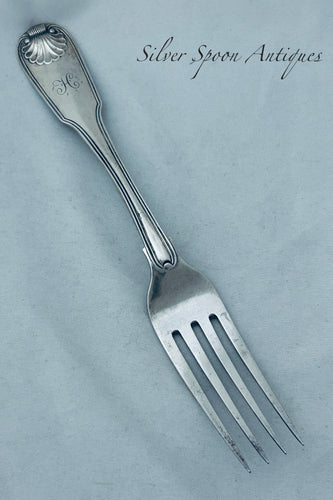 Fiddle Shell & Thread Sterling Table Fork, Eley, Fearn & Chawner, London, 1809