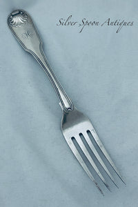 Fiddle Shell & Thread Sterling Table Fork, Eley, Fearn & Chawner, London, 1809