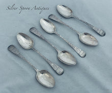 Load image into Gallery viewer, Set of six Channel Islands sterling teaspoons, Jean Le Gallais (overstruck), London, 1858