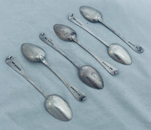 Load image into Gallery viewer, Set of six Channel Islands sterling teaspoons, Jean Le Gallais (overstruck), London, 1858
