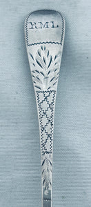 Set of six Channel Islands sterling teaspoons, Jean Le Gallais (overstruck), London, 1858