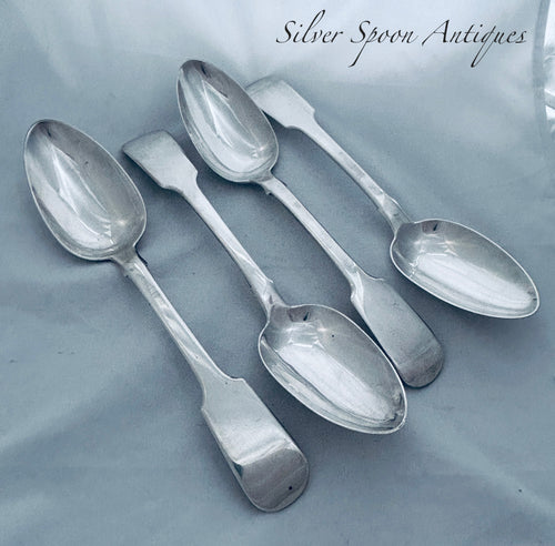 Set of four English Sterling Serving/Tablespoons, Jonathan Hayne, London, 1827