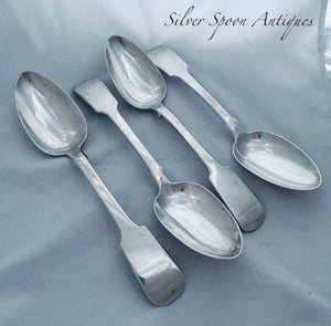 Set of four English Sterling Serving/Tablespoons, Jonathan Hayne, London, 1827