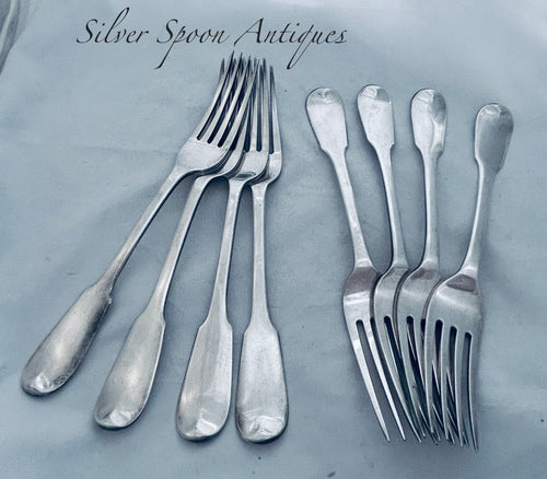Set of 8 Sterling Table Forks, Eley and Fearn, London, 1819